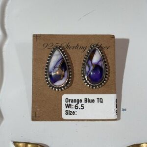 Sterling Silver Blue and Purple Teardrop Earrings